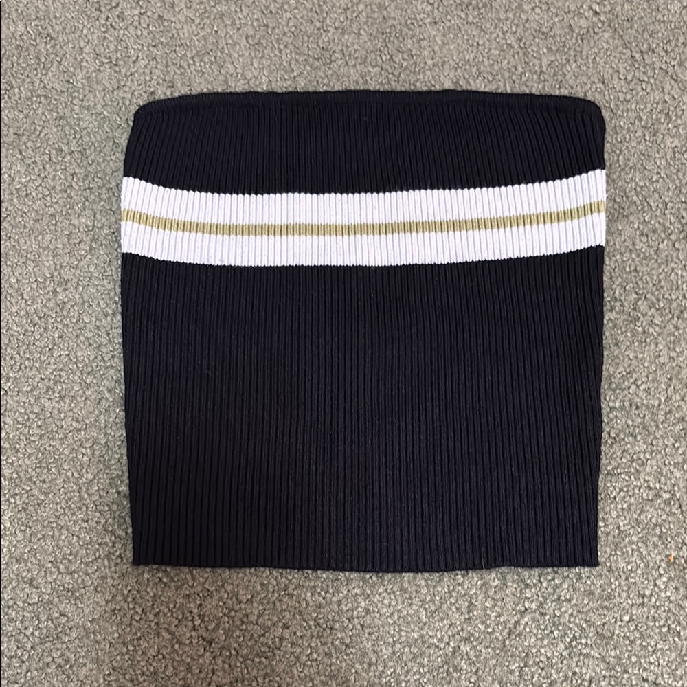 Black Tube Top with White and Green Stripe